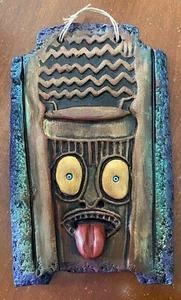 Dakan Kauai Biskuit Maske Wandbehang Tribal Tiki Bar Dekor irisierende Zunge heraus - Bild 1 von 6