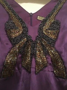 BNWT £165 BIBA glitzy bead embellished purple real silk evening dress - Picture 1 of 12