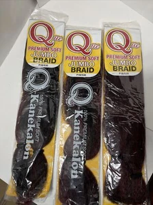 Que Jumbo P1B/530 Braid Premium Soft Kanekalon 3 pack of Hair NWT! - Picture 1 of 4