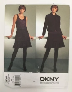 Vogue V1067 DKNY Skirt Jacket Princess Seams Lined Flounce 3/4 Sleeve 6-12 Uncut - Picture 1 of 6