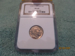 1938D BUFFALO NICKEL NGC MS-66 NICE GOLDEN TONING - Picture 1 of 4