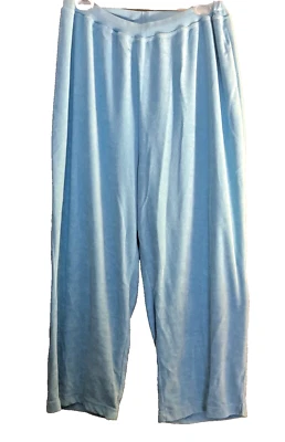 Quacker Factory Terry Cloth Full Length Straight Sweat Pant Turquoise Blue 1X - Image 1 of 4