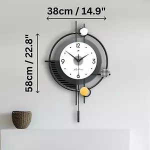 Luxury Modern Minimalist Wall Clock with Metal Iron Frame Silent Quartz Movement - Picture 1 of 7