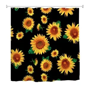 Sunflower Shower Curtain Floral Shower Curtain with Hooks Waterproof Fabric B... - Picture 1 of 7