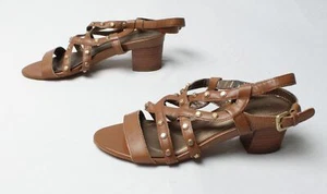 Tahari Women's Kennedy Studded Leather Sandals LB3 Chestnut Brown Size US:7 - Picture 1 of 12