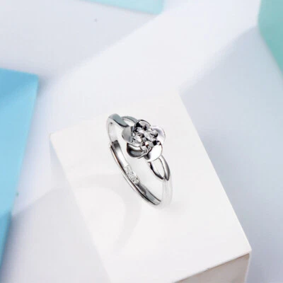 Fine Real Platinum 950 Ring Women Beauty Flower Adjust Ring US 6-9 Stamp Pt950 - Image 1 of 4