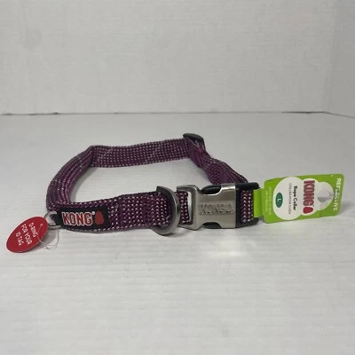 Светоотражающий БОЛЬШОЙ собачий мягкий веревочный ошейник Kong фуксия и серая шея размер 19–26 дюймов - Изображение 1 из 4