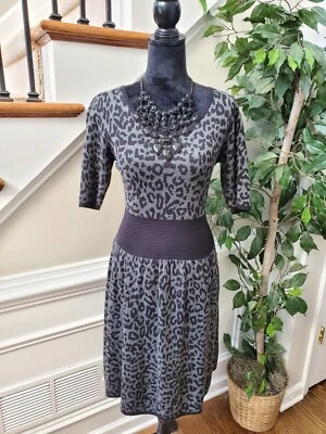 Gabby Skye Gray Acrylic Round Neck 3/4 Sleeve Knee Length Sweater Dress Size M - Image 1 of 4