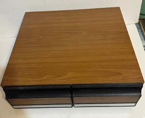 Vintage VHS Tape Cabinet 2 Drawer Holder Faux Wood Storage Case Holds 24 - Picture 1 of 2