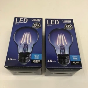 Feit Electric A19/TB/LED 4.5W A19 Clear Blue LED Light Bulb Indoor/Outdoor X 2 - Picture 1 of 7