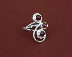 Solid 925 Sterling Silver Round Shape Red Garnet Stone Handmade Rings KGJ-R-1124 - Picture 1 of 4