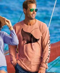 Crazy Shirts Chile Dyed  Wyland Manta Brushed  Mens  Long Sleeve T shirt S NWT - Picture 1 of 2