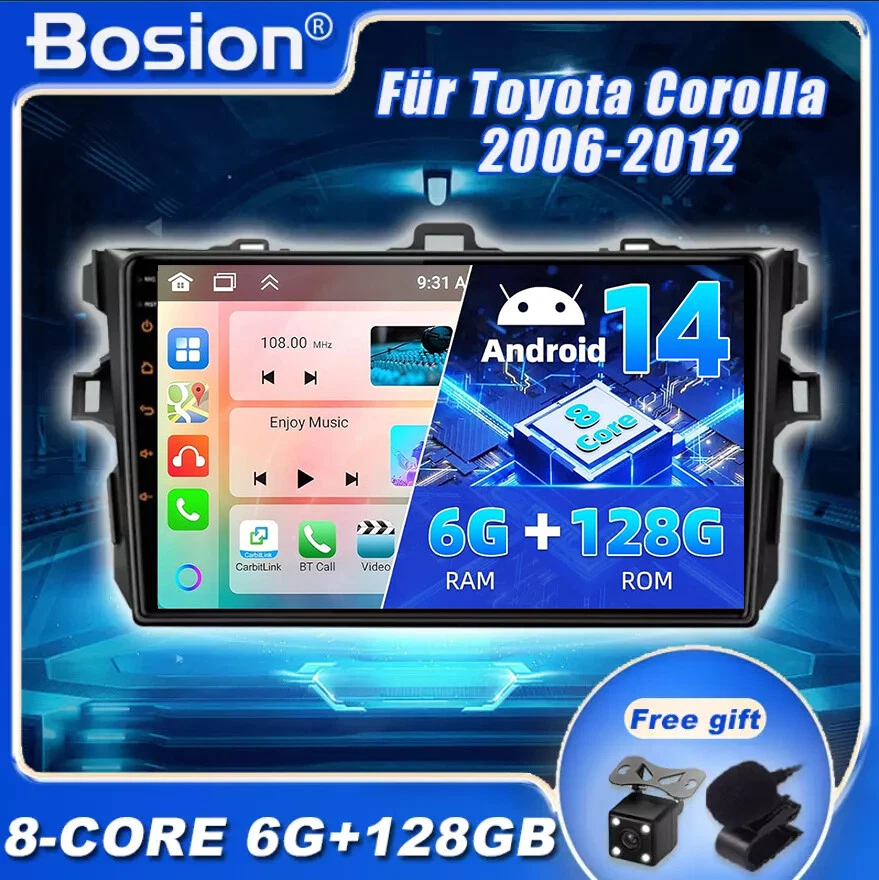 Android 14 Auto Radio CarPlay Für Toyota Corolla 2006-12 Navi GPS RDS SWC 8-Kern - Bild 1 von 4