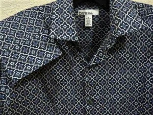 Bar III Navy White Geo Dot Slim Fit Stretch Contemporary L/S Shirt S 14-14.5 NWT - Picture 1 of 4