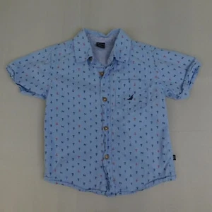Nautica Boy's Short Sleeve Printed Button-Up Shirt - 4, Blue #8220 - Picture 1 of 5