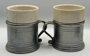 2 Wilton Armetale Coffee Mug Cup Pewter Tavern Ceramic Insert -Made in USA - RWP - Picture 1 of 7