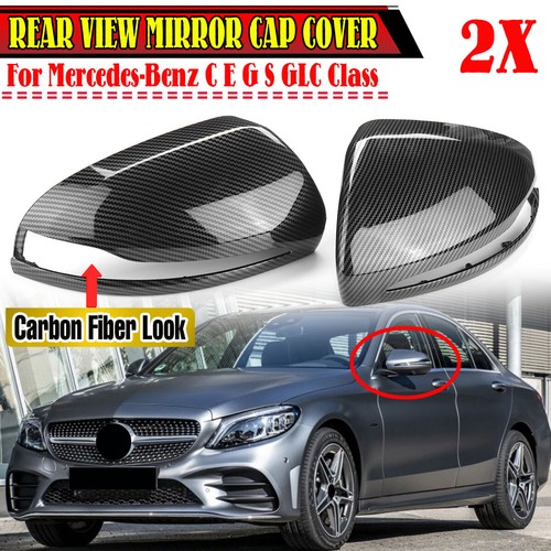 Carbon Look Rear View Wing Mirror Cover Cap LHD For Mercedes Benz W205 ...