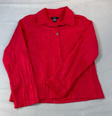 Abrigo Chaqueta Kaktus Grande Mujer Rojo Botón Bolsillos Frontales Manga Larga Texturizado Foto 1 de 4