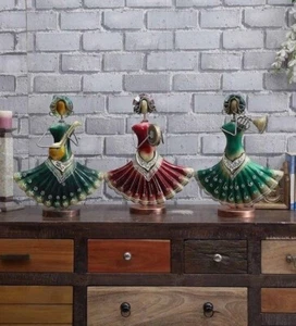 Kalbelia Band Statue Table Decor Metal Statue Multicolor Collectibles Figurines - Picture 1 of 6