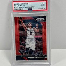 2018 Panini Prizm Tim Duncan Fast break Prizm Red #225 PSA 9