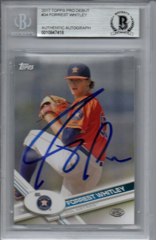 Forrest Whitley Houston Astros 2017 Topps Pro Debut Signed Card Beckett BAS - Image 1 of 1