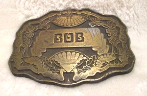 Vintage ~ ODEN Inc. ~ Gürtel Messingschnalle ~ BOB ~ 3,5"" x 2 5/8"" ~ 1970er - Bild 1 von 8