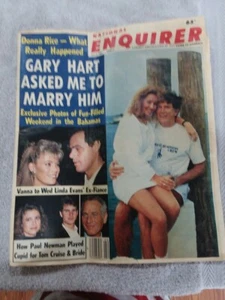 Raro tabloide Enquirer 1987 Donna Rice Gary Hart escándalo, Vanna blanco Paul Newman - Imagen 1 de 2