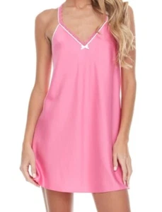 Flora by Flora Nikrooz Kendra Satin Chemise Nightgown Hot Pink Sz Small NWT - Picture 1 of 10