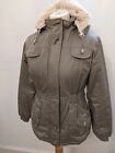 Angelix Cotton Blend Beige Jacket Size 10, Detachable Hood, Fleece Lining, VGC