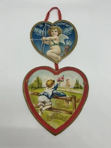 Victorian Hanging Valentine - Love’s Offering Cupid Heart Die Cut - Picture 1 of 4