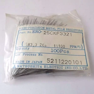 100x 1/4W3.3 Kohm 1% MATSUSHITA METAL FILM RESISTORS ERO-25CKF3321  - Picture 1 of 3