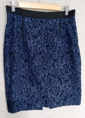 Falda Tracy Reese Mujer Talla 10 Recta y Lápiz Encaje Floral Carrera Clásica Azul Foto 1 de 4