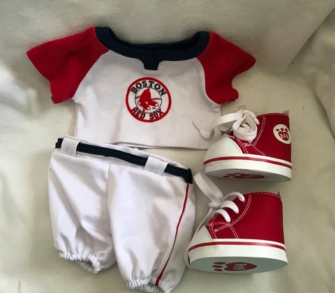 MLB Boston Red Sox Build-A-Bear Outfit Red Sox Jersey Baseball Pants Red Sneaker Cover