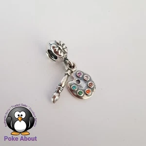 PANDORA Charm Silver Paint Brush ARTIST PALETTE 791268CZMX RETIRED - Picture 1 of 7