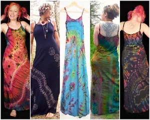Tie Dye Bohemian Maxikleid handgefärbt Festival Strand langes Kleid von Bare Canvas - Bild 1 von 65