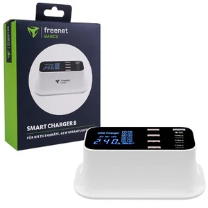 Freenet 42W Schnell Ladegerät QC 8-Fach Netzteil USB-C USB-A Desktop Ladestation - Bild 1 von 8