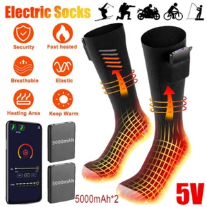 Washable Men Women Electric Heated Socks Winter Foot Warmer Rechargeable Battery - Picture 1 of 12