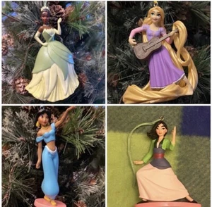 SALE!! (4) Disney Princess Christmas Ornaments Jasmine Rapunzel Tiana Mulan - Picture 1 of 5