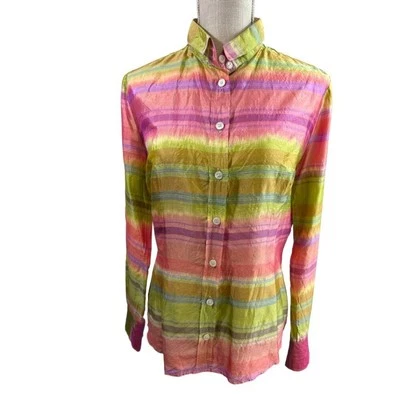 Camisa Blusa Top Para Mujer D&G Dolce Gabbana Rayas Botón Frontal Talla 30/44 Foto 1 de 4