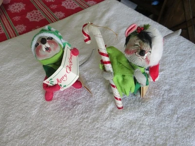 Винтажные рождественские мыши 2 Annalee новые с ценниками - Изображение 1 из 2