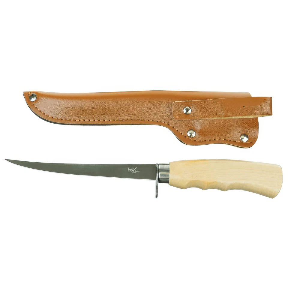 Filetiermesser "Classic" mit Birkenholzgriff, Scheide – FoxOutdoor