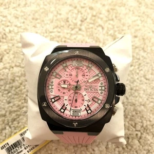 Invicta Racing 47mm Chronograph Quarz Silikonband schwarz pink Uhr - Bild 1 von 5