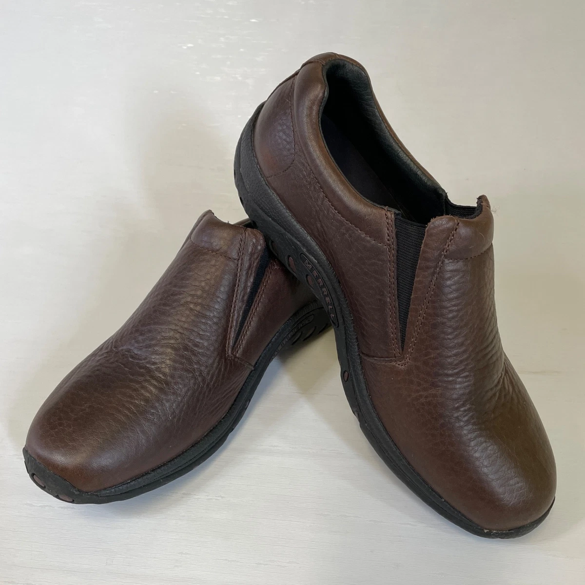 Merrell World Rambler Mens Leather Comfort Slip On Loafer Shoes Brown Size 13W Merrell Men main image 4