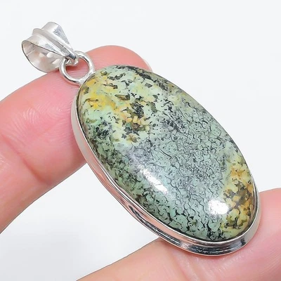 Colgante Joyería Plata Esterlina 925 Turquesa Tibetana Natural 2.21" Regalo e741 Foto 1 de 4