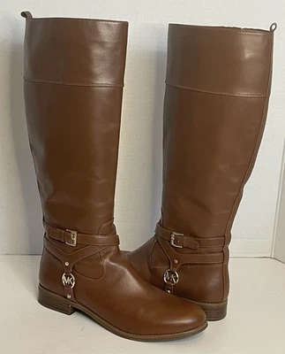 Michael Kors Women's Preston Leather Tall Riding Boots Chestnut Size 11M EUC - Image 1 of 4
