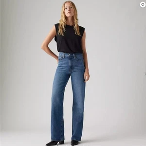 Jeans Levi's Premium Ribcage gamba larga denim vita alta donna taglia 30x32 NUOVI - Foto 1 di 9