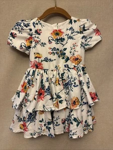 Janie and Jack Girls' Dress Size 4 - Floral, Double Ruffled Dress - Picture 1 of 10