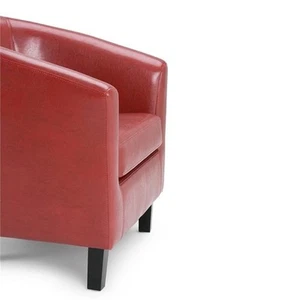 Atlin Designs Modern Faux Leather Upholstered Tub Chair in Red - Picture 1 of 5
