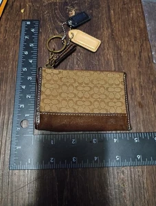 Vintage Coach Geldbörse Monogramm Doppel C Logo Canvas Reißverschluss Portemonnaie mit 2 Schlüsselanhängern!👜 - Bild 1 von 10