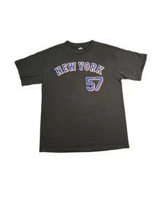 Vintage CSA MLB NY Mets Johan Santana #57 Black T-Shirt Men’s Size L Majestic - Picture 1 of 7